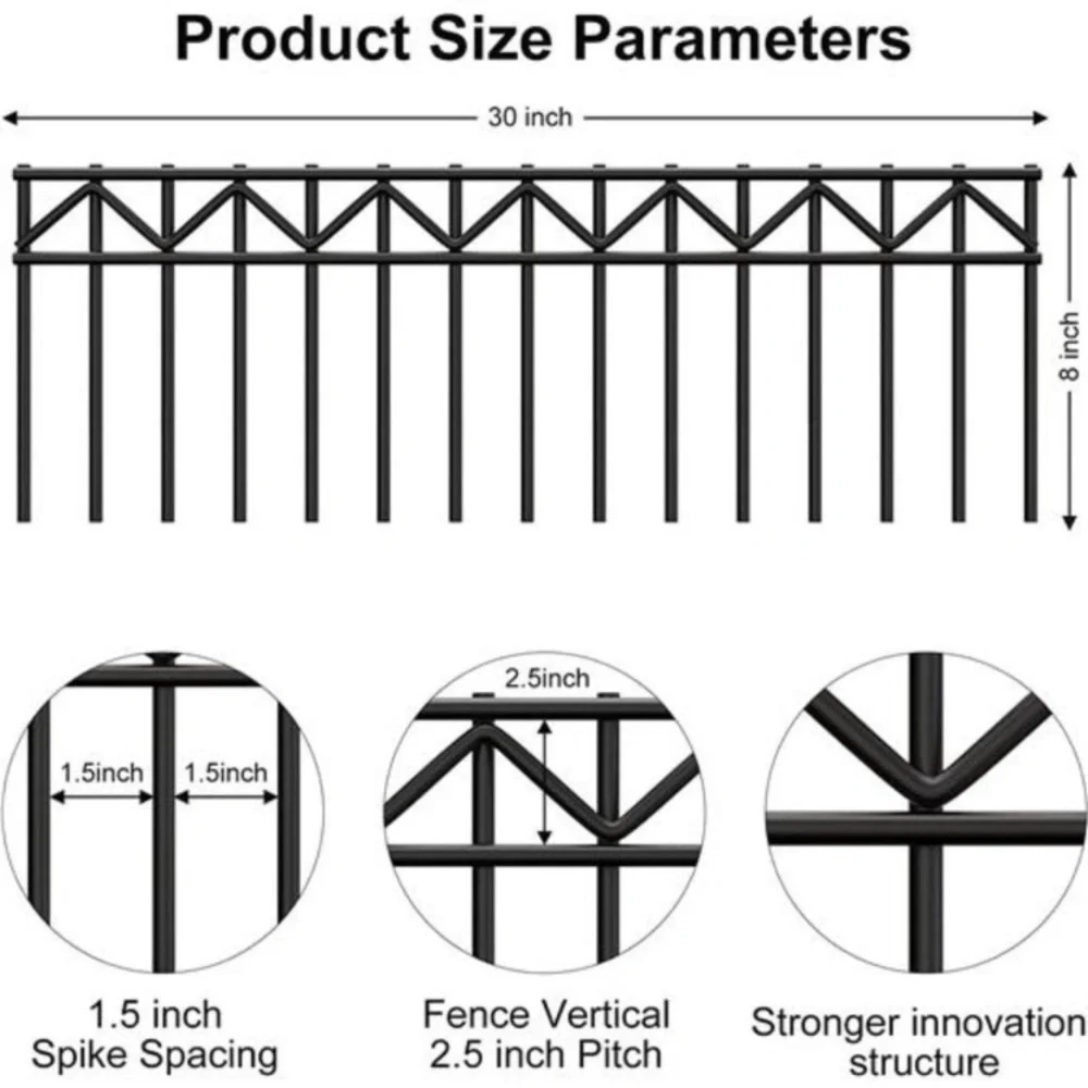 5 Pack No Dig Fence Animal Barrier Fence 30×8-inch (All 150
